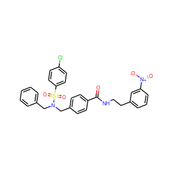 O=C(NCCc1cccc([N+](=O)[O-])c1)c1ccc(CN(Cc2ccccc2)S(=O)(=O)c2ccc(Cl)cc2)cc1 ZINC000049777241