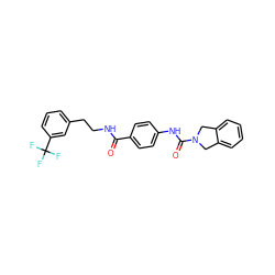 O=C(NCCc1cccc(C(F)(F)F)c1)c1ccc(NC(=O)N2Cc3ccccc3C2)cc1 ZINC000167143274