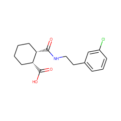 O=C(NCCc1cccc(Cl)c1)[C@H]1CCCC[C@H]1C(=O)O ZINC000000476388