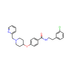 O=C(NCCc1cccc(Cl)c1)c1ccc(OC2CCN(Cc3ccccn3)CC2)cc1 ZINC000012439413