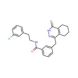 O=C(NCCc1cccc(Cl)c1)c1cccc(Cc2n[nH]c(=O)c3c2CCCC3)c1 ZINC000168209830