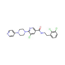 O=C(NCCc1cccc(Cl)c1Cl)c1cnc(N2CCN(c3ccncc3)CC2)c(Cl)c1 ZINC000045194220