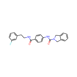 O=C(NCCc1cccc(F)c1)c1ccc(NC(=O)N2Cc3ccccc3C2)cc1 ZINC000166181573