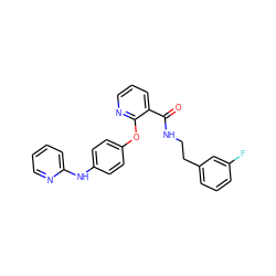 O=C(NCCc1cccc(F)c1)c1cccnc1Oc1ccc(Nc2ccccn2)cc1 ZINC000148185385