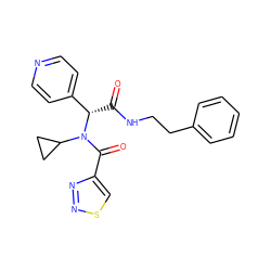 O=C(NCCc1ccccc1)[C@@H](c1ccncc1)N(C(=O)c1csnn1)C1CC1 ZINC000004858803