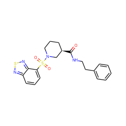 O=C(NCCc1ccccc1)[C@@H]1CCCN(S(=O)(=O)c2cccc3nsnc23)C1 ZINC000004034965