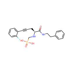 O=C(NCCc1ccccc1)[C@H](CC#Cc1ccccc1F)NCP(=O)(O)O ZINC000013779383