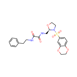 O=C(NCCc1ccccc1)C(=O)NC[C@H]1OCCN1S(=O)(=O)c1ccc2c(c1)OCCO2 ZINC000009600348