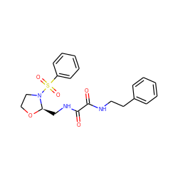 O=C(NCCc1ccccc1)C(=O)NC[C@H]1OCCN1S(=O)(=O)c1ccccc1 ZINC000004328840