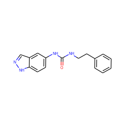 O=C(NCCc1ccccc1)Nc1ccc2[nH]ncc2c1 ZINC000084635312