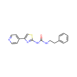 O=C(NCCc1ccccc1)Nc1nc(-c2ccncc2)cs1 ZINC000005934148