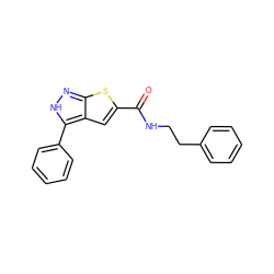 O=C(NCCc1ccccc1)c1cc2c(-c3ccccc3)[nH]nc2s1 ZINC000028565097