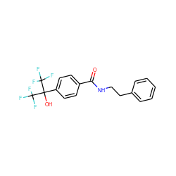 O=C(NCCc1ccccc1)c1ccc(C(O)(C(F)(F)F)C(F)(F)F)cc1 ZINC000013682667