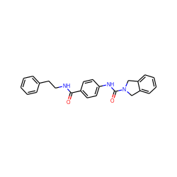 O=C(NCCc1ccccc1)c1ccc(NC(=O)N2Cc3ccccc3C2)cc1 ZINC000106323104