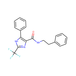 O=C(NCCc1ccccc1)c1nc(C(F)(F)F)[nH]c1-c1ccccc1 ZINC000095600813