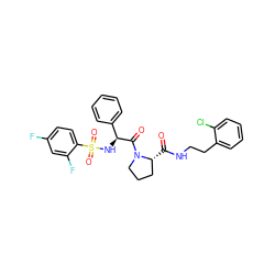 O=C(NCCc1ccccc1Cl)[C@@H]1CCCN1C(=O)[C@@H](NS(=O)(=O)c1ccc(F)cc1F)c1ccccc1 ZINC000095599624