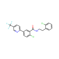 O=C(NCCc1ccccc1Cl)c1cc(-c2ccc(C(F)(F)F)cn2)ccc1Cl ZINC000072180047