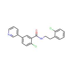 O=C(NCCc1ccccc1Cl)c1cc(-c2cccnc2)ccc1Cl ZINC000072181724