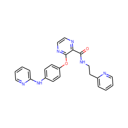 O=C(NCCc1ccccn1)c1nccnc1Oc1ccc(Nc2ccccn2)cc1 ZINC000148330918