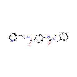 O=C(NCCc1cccnc1)c1ccc(NC(=O)N2Cc3ccccc3C2)cc1 ZINC000166949952