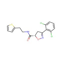 O=C(NCCc1cccs1)[C@@H]1CC(c2c(Cl)cccc2Cl)=NO1 ZINC000008829389