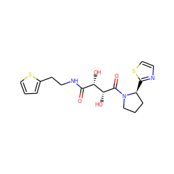 O=C(NCCc1cccs1)[C@H](O)[C@@H](O)C(=O)N1CCC[C@@H]1c1nccs1 ZINC000045366388