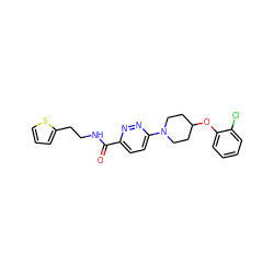 O=C(NCCc1cccs1)c1ccc(N2CCC(Oc3ccccc3Cl)CC2)nn1 ZINC000028655381