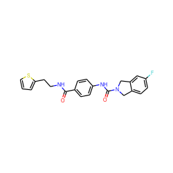 O=C(NCCc1cccs1)c1ccc(NC(=O)N2Cc3ccc(F)cc3C2)cc1 ZINC000165805009