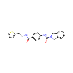 O=C(NCCc1cccs1)c1ccc(NC(=O)N2Cc3ccccc3C2)cc1 ZINC000166156758