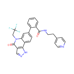 O=C(NCCc1ccncc1)c1ccccc1-c1ccc2c3[nH]ncc3c(=O)n(CC(F)(F)F)c2c1 ZINC000205522830