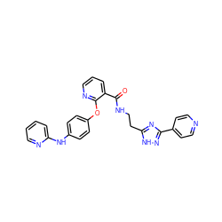 O=C(NCCc1nc(-c2ccncc2)n[nH]1)c1cccnc1Oc1ccc(Nc2ccccn2)cc1 ZINC000143420947