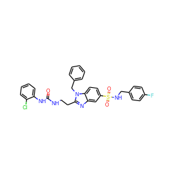 O=C(NCCc1nc2cc(S(=O)(=O)NCc3ccc(F)cc3)ccc2n1Cc1ccccc1)Nc1ccccc1Cl ZINC000028353416