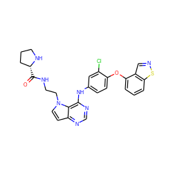 O=C(NCCn1ccc2ncnc(Nc3ccc(Oc4cccc5sncc45)c(Cl)c3)c21)[C@@H]1CCCN1 ZINC000084654860