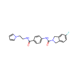 O=C(NCCn1cccc1)c1ccc(NC(=O)N2Cc3ccc(F)cc3C2)cc1 ZINC000166141004