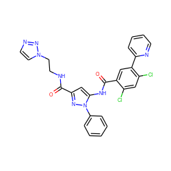 O=C(NCCn1ccnn1)c1cc(NC(=O)c2cc(-c3ccccn3)c(Cl)cc2Cl)n(-c2ccccc2)n1 ZINC001772641424