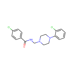 O=C(NCN1CCN(c2ccccc2Cl)CC1)c1ccc(Cl)cc1 ZINC000013762318