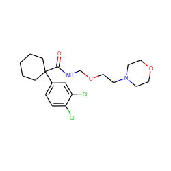 O=C(NCOCCN1CCOCC1)C1(c2ccc(Cl)c(Cl)c2)CCCCC1 ZINC000026384021