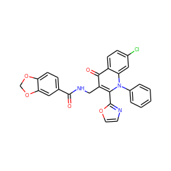 O=C(NCc1c(-c2ncco2)n(-c2ccccc2)c2cc(Cl)ccc2c1=O)c1ccc2c(c1)OCO2 ZINC000096170096