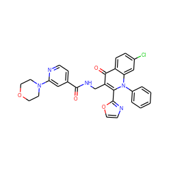 O=C(NCc1c(-c2ncco2)n(-c2ccccc2)c2cc(Cl)ccc2c1=O)c1ccnc(N2CCOCC2)c1 ZINC000096170090