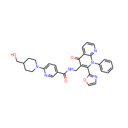 O=C(NCc1c(-c2ncco2)n(-c2ccccc2)c2ncccc2c1=O)c1ccc(N2CCC(CO)CC2)nc1 ZINC000096170100