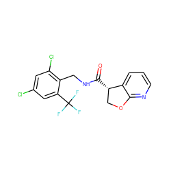 O=C(NCc1c(Cl)cc(Cl)cc1C(F)(F)F)[C@H]1COc2ncccc21 ZINC000205623339