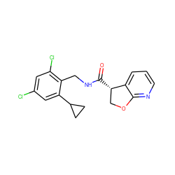 O=C(NCc1c(Cl)cc(Cl)cc1C1CC1)[C@H]1COc2ncccc21 ZINC000205615895