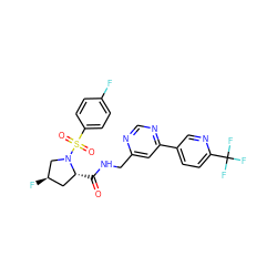 O=C(NCc1cc(-c2ccc(C(F)(F)F)nc2)ncn1)[C@@H]1C[C@@H](F)CN1S(=O)(=O)c1ccc(F)cc1 ZINC001772640569