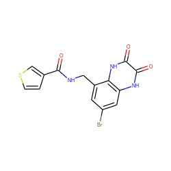 O=C(NCc1cc(Br)cc2[nH]c(=O)c(=O)[nH]c12)c1ccsc1 ZINC000027550058