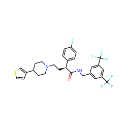 O=C(NCc1cc(C(F)(F)F)cc(C(F)(F)F)c1)[C@@H](CCN1CCC(c2ccsc2)CC1)c1ccc(F)cc1 ZINC000034804274