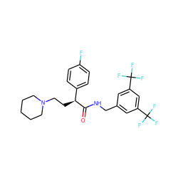 O=C(NCc1cc(C(F)(F)F)cc(C(F)(F)F)c1)[C@@H](CCN1CCCCC1)c1ccc(F)cc1 ZINC000034804205