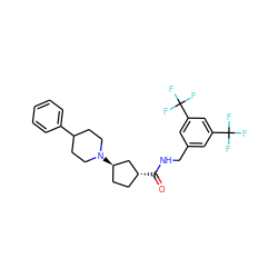 O=C(NCc1cc(C(F)(F)F)cc(C(F)(F)F)c1)[C@@H]1CC[C@@H](N2CCC(c3ccccc3)CC2)C1 ZINC000028645274