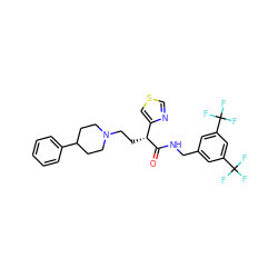 O=C(NCc1cc(C(F)(F)F)cc(C(F)(F)F)c1)[C@H](CCN1CCC(c2ccccc2)CC1)c1cscn1 ZINC000028702879