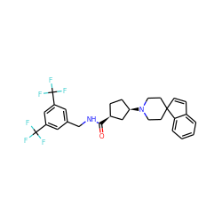 O=C(NCc1cc(C(F)(F)F)cc(C(F)(F)F)c1)[C@H]1CC[C@@H](N2CCC3(C=Cc4ccccc43)CC2)C1 ZINC000013919672