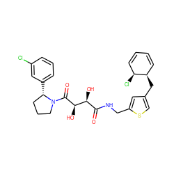 O=C(NCc1cc(C[C@@H]2C=CC=C[C@@H]2Cl)cs1)[C@H](O)[C@@H](O)C(=O)N1CCC[C@@H]1c1cccc(Cl)c1 ZINC000049745997